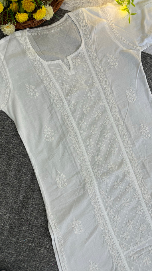 Cotton Lucknowi Chikankari Kurta White