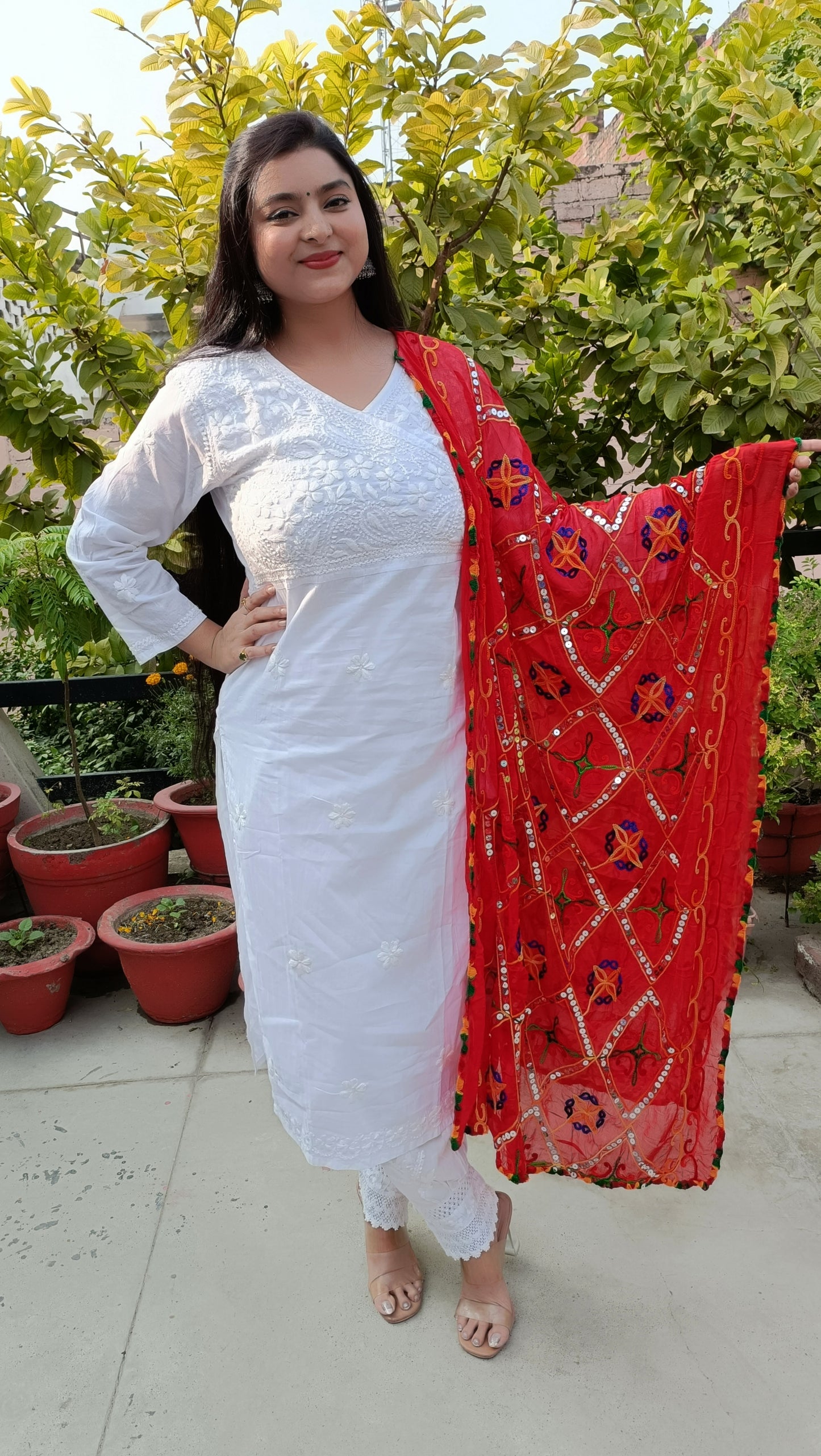 Lucknowi chikankari Modal Afghani pant