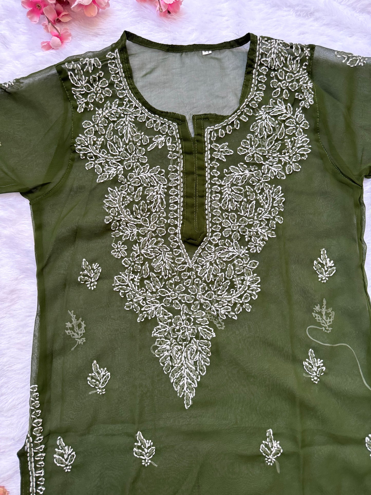 Georgette chikankari kurta with matching liner