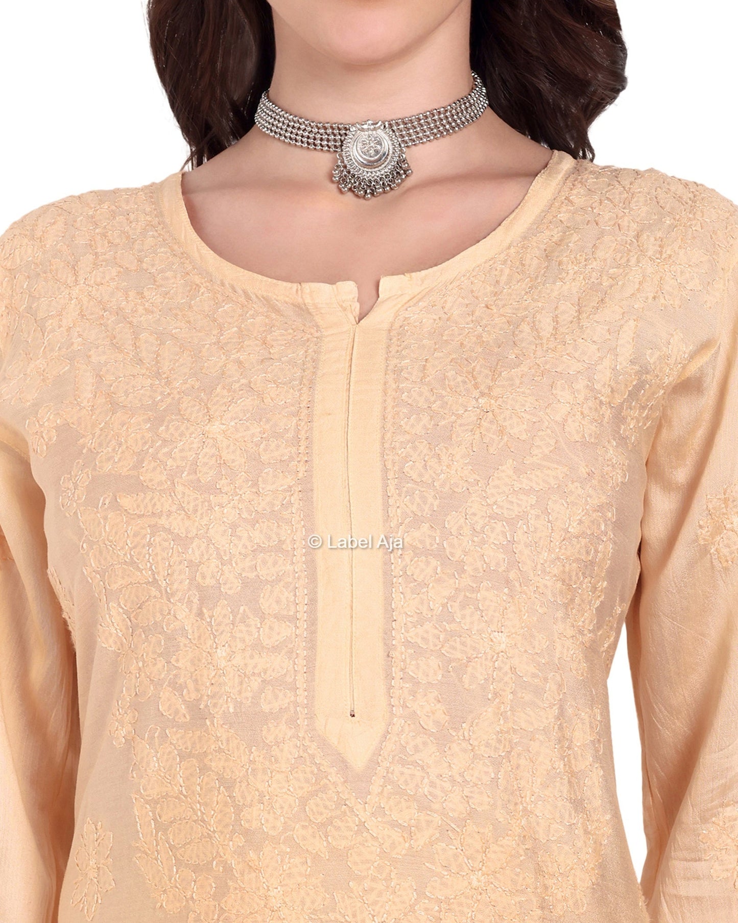 Rumi Chanderi silk Chikankari kurti