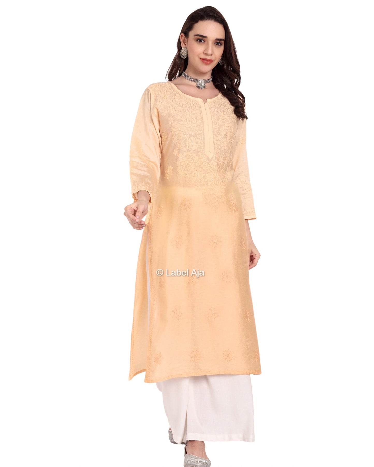 Rumi Chanderi silk Chikankari kurti