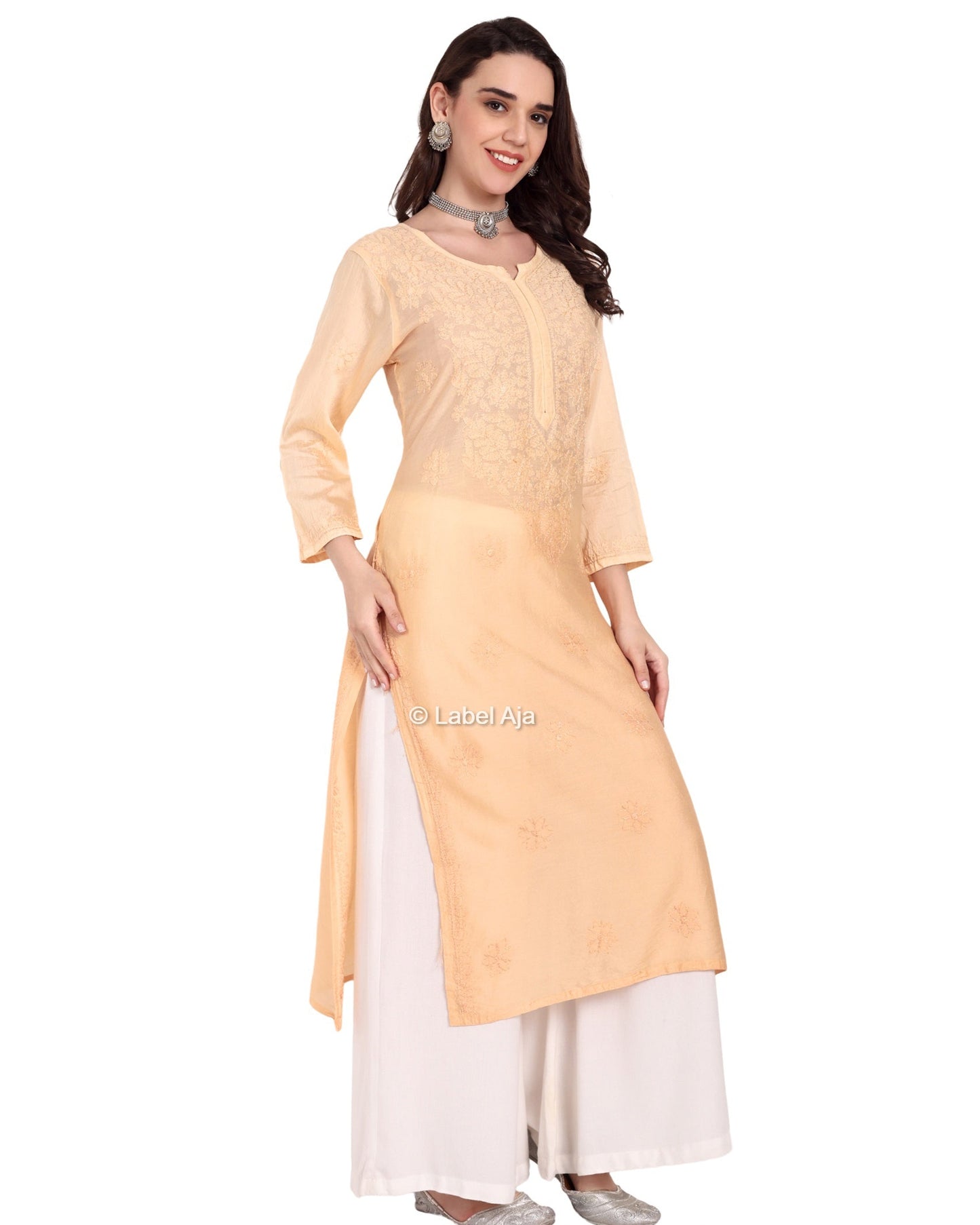 Rumi Chanderi silk Chikankari kurti