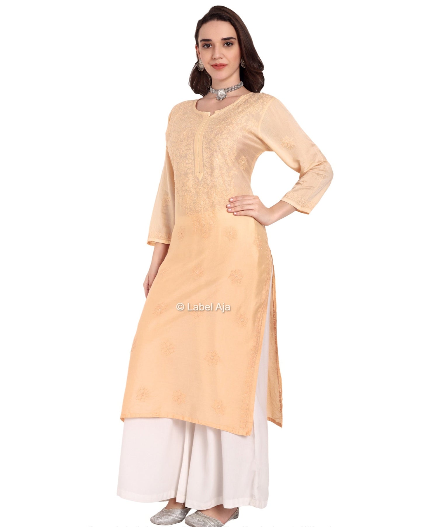 Rumi Chanderi silk Chikankari kurti