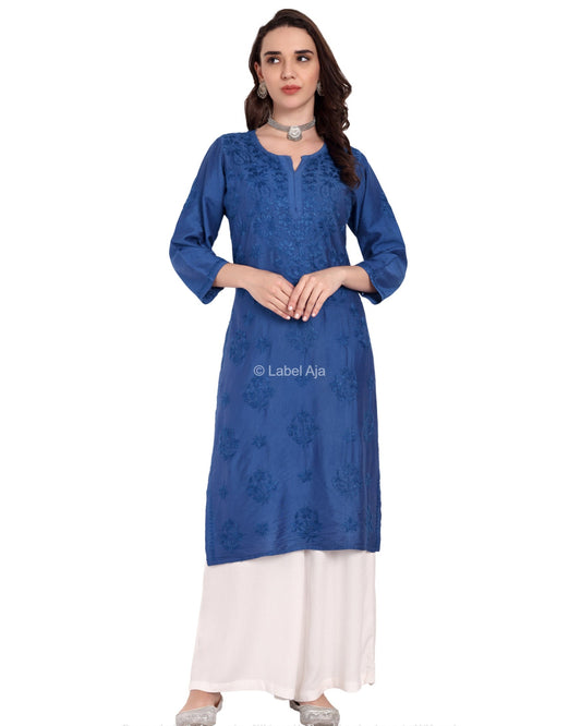 Anika Chanderi silk Chikankari kurti