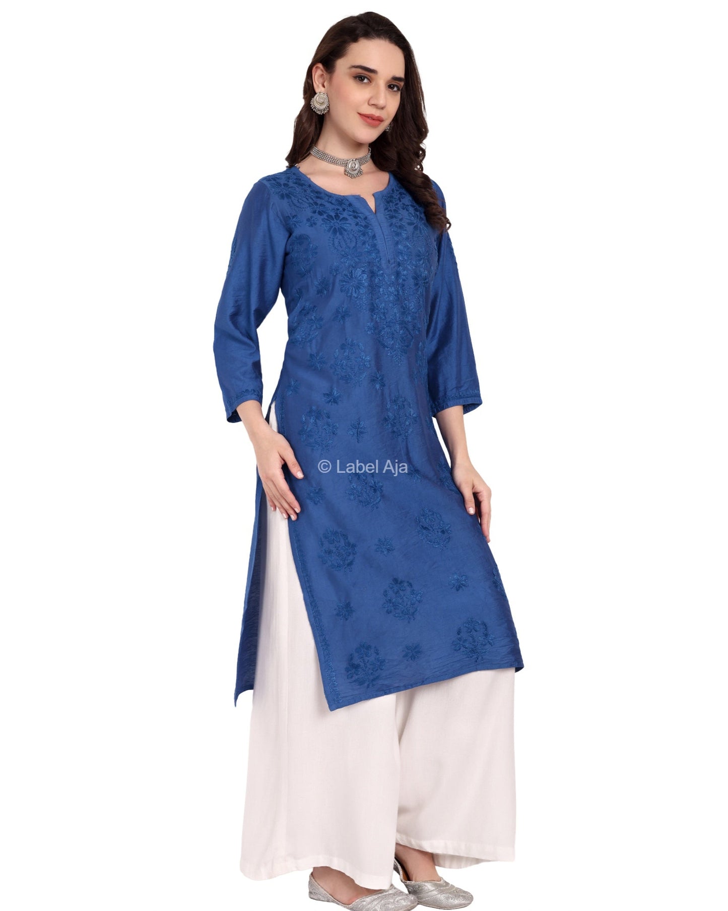 Anika Chanderi silk Chikankari kurti