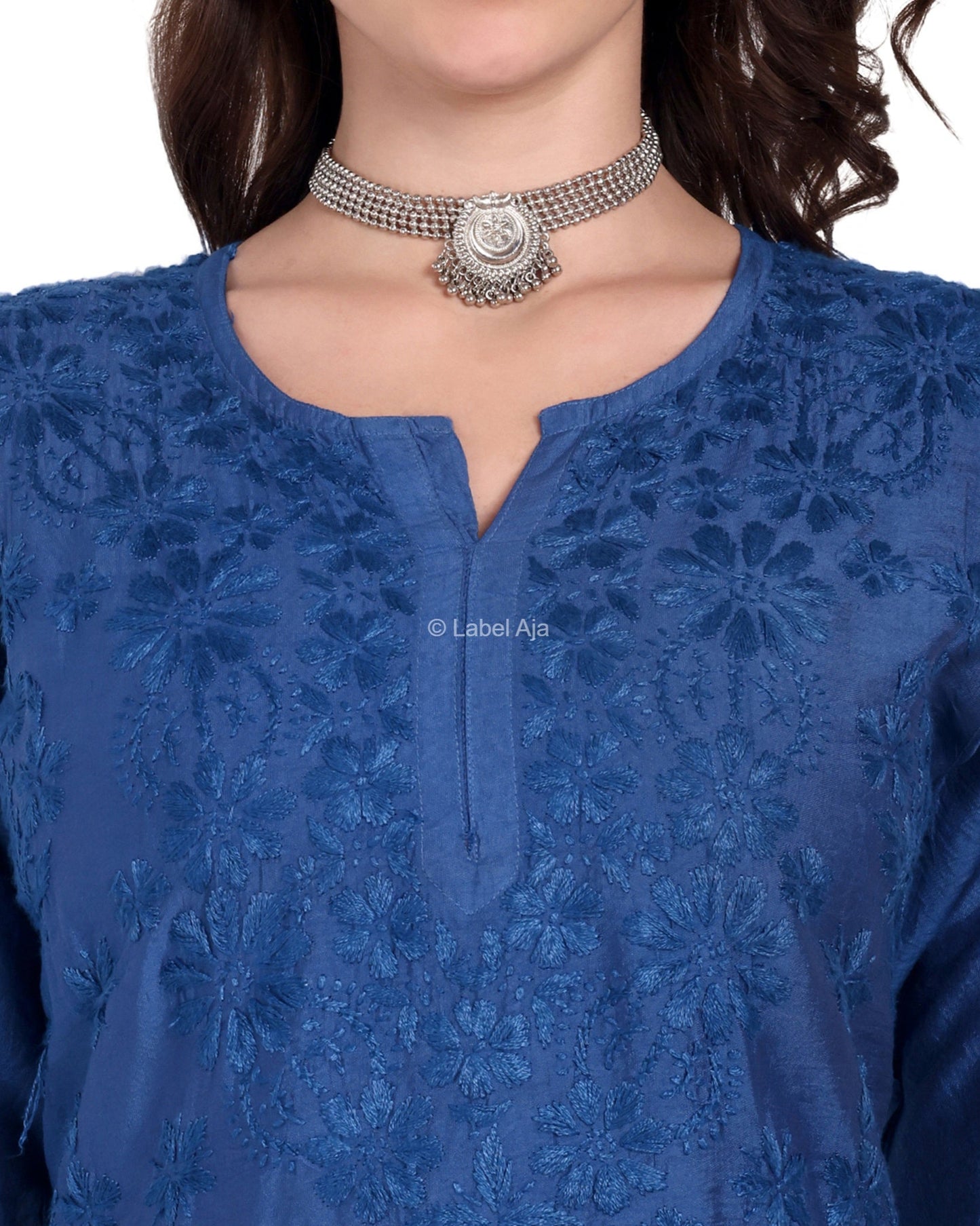 Anika Chanderi silk Chikankari kurti