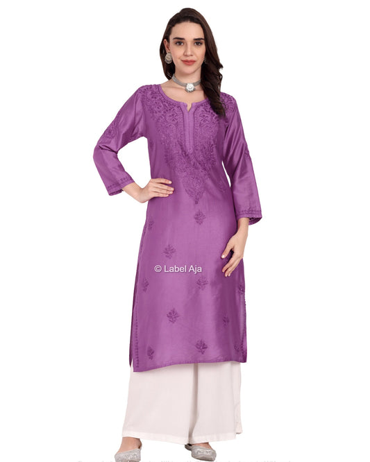 Bela Chanderi silk Chikankari kurti