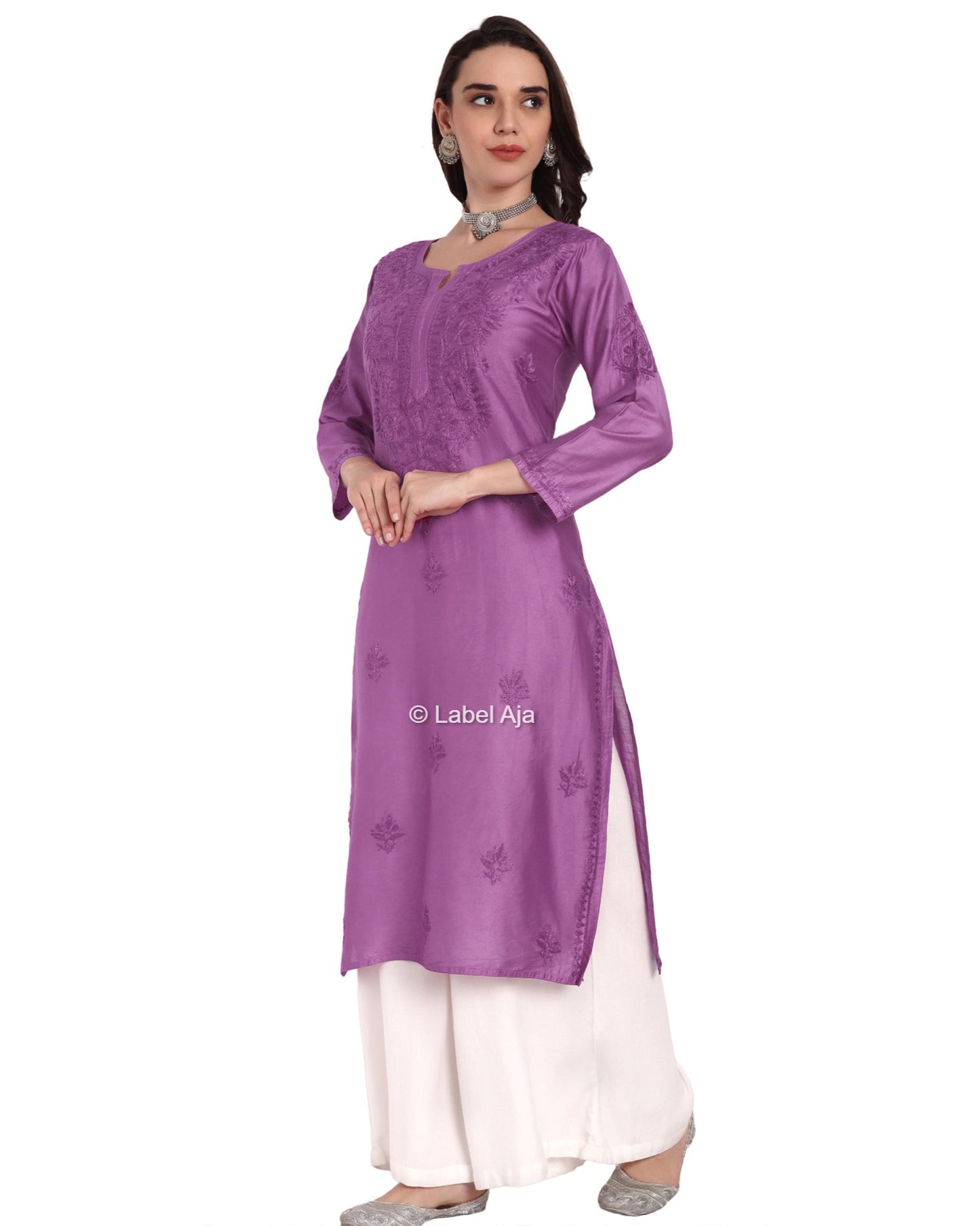 Bela Chanderi silk Chikankari kurti