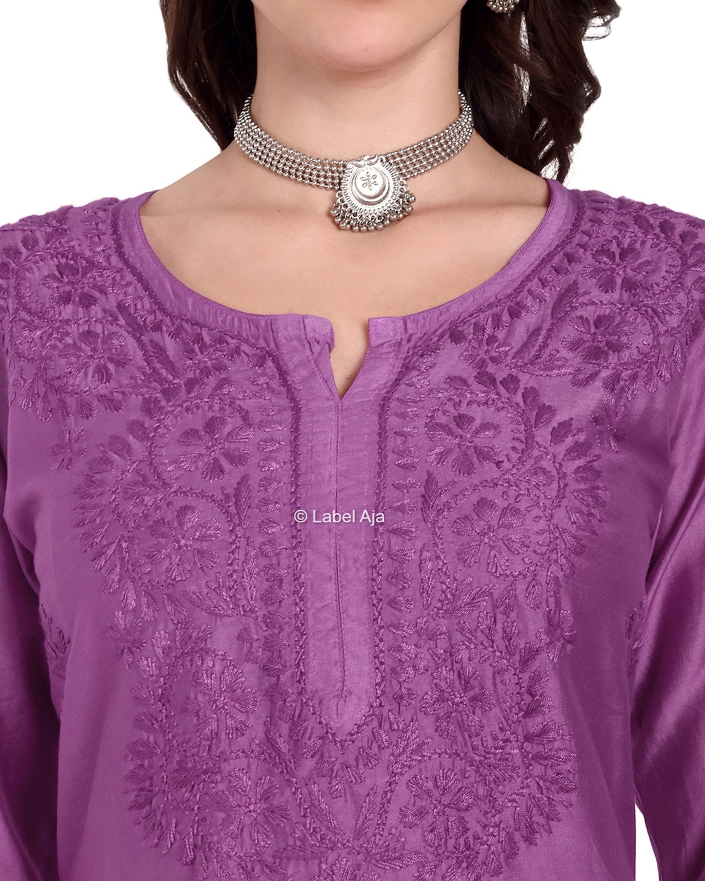 Bela Chanderi silk Chikankari kurti