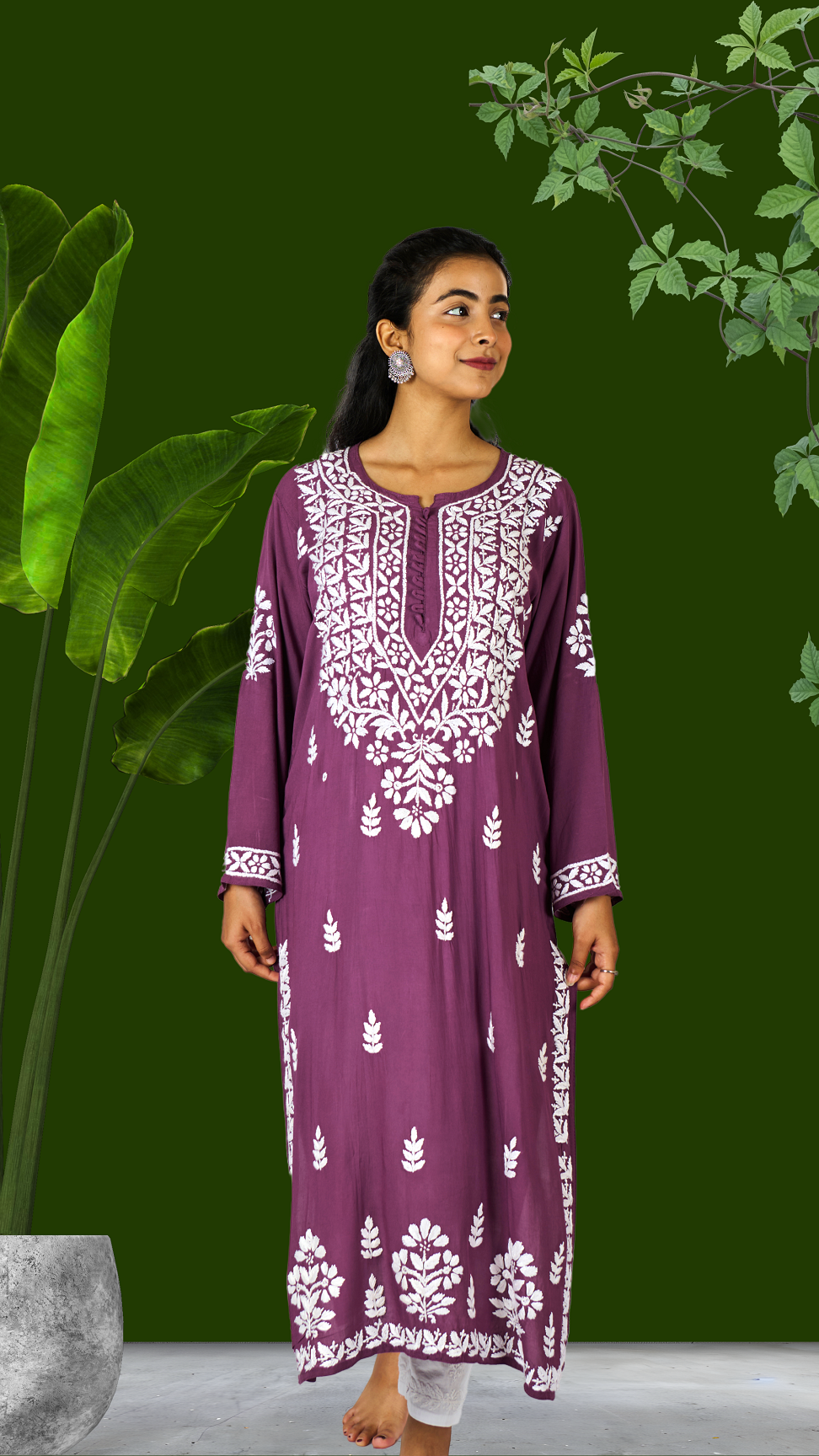 Veda modal cotton long chikankari kurti