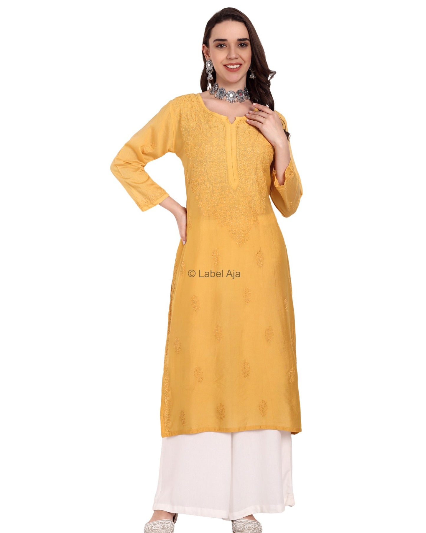 Rumi Chanderi silk Chikankari kurti