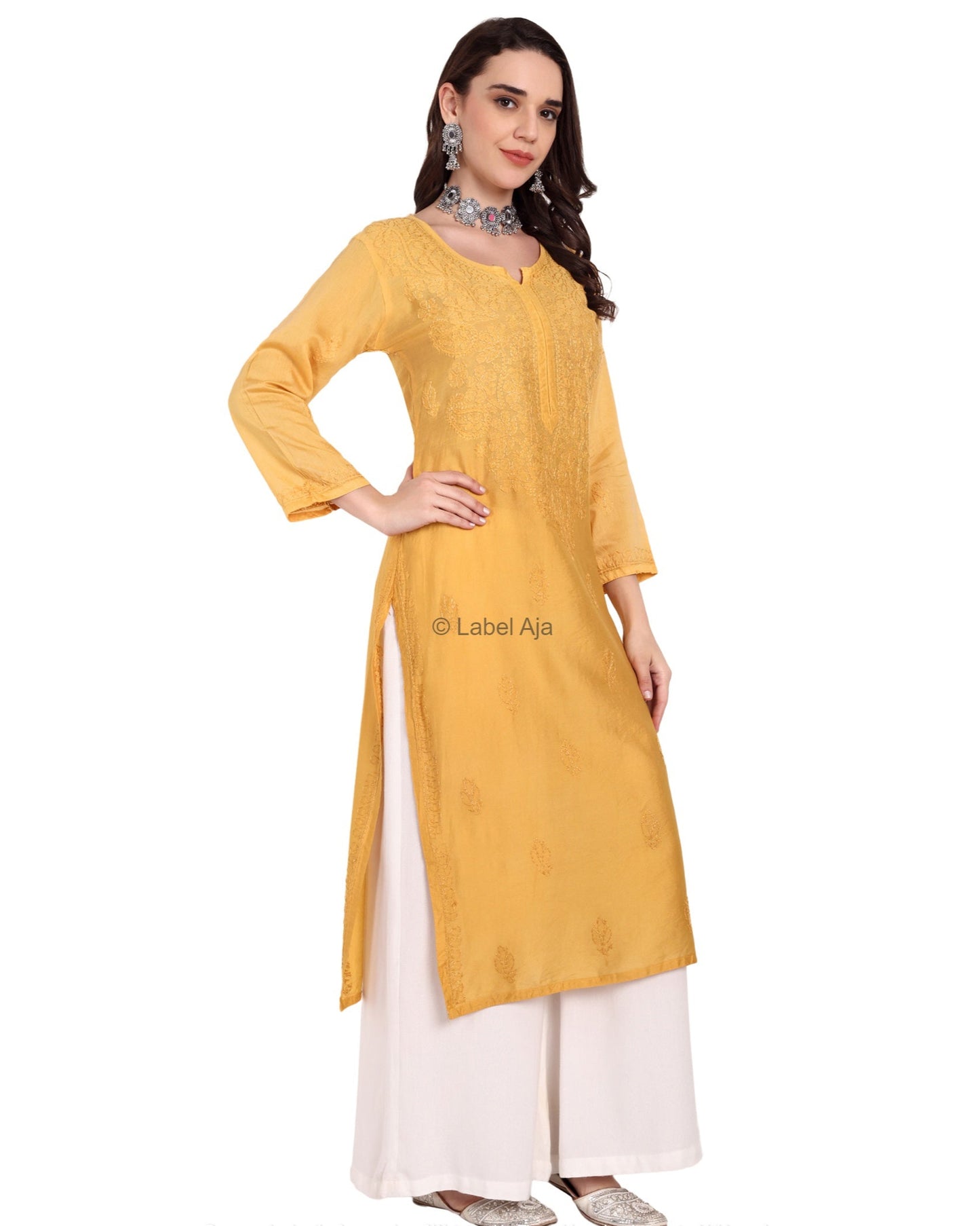 Rumi Chanderi silk Chikankari kurti