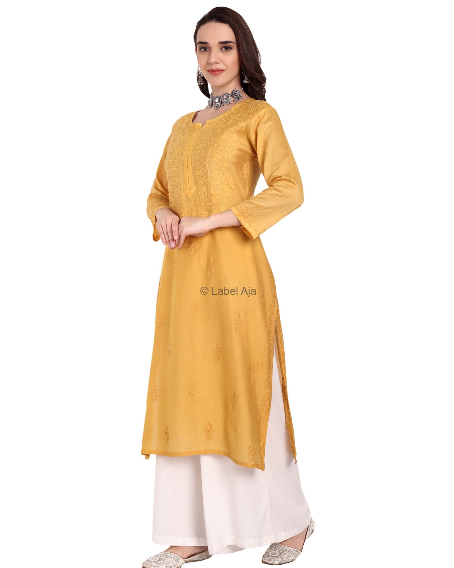 Rumi Chanderi silk Chikankari kurti