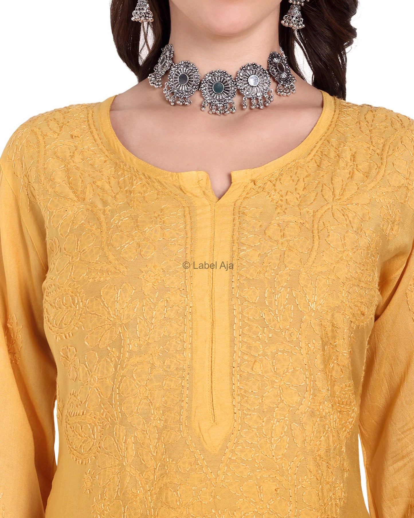 Rumi Chanderi silk Chikankari kurti