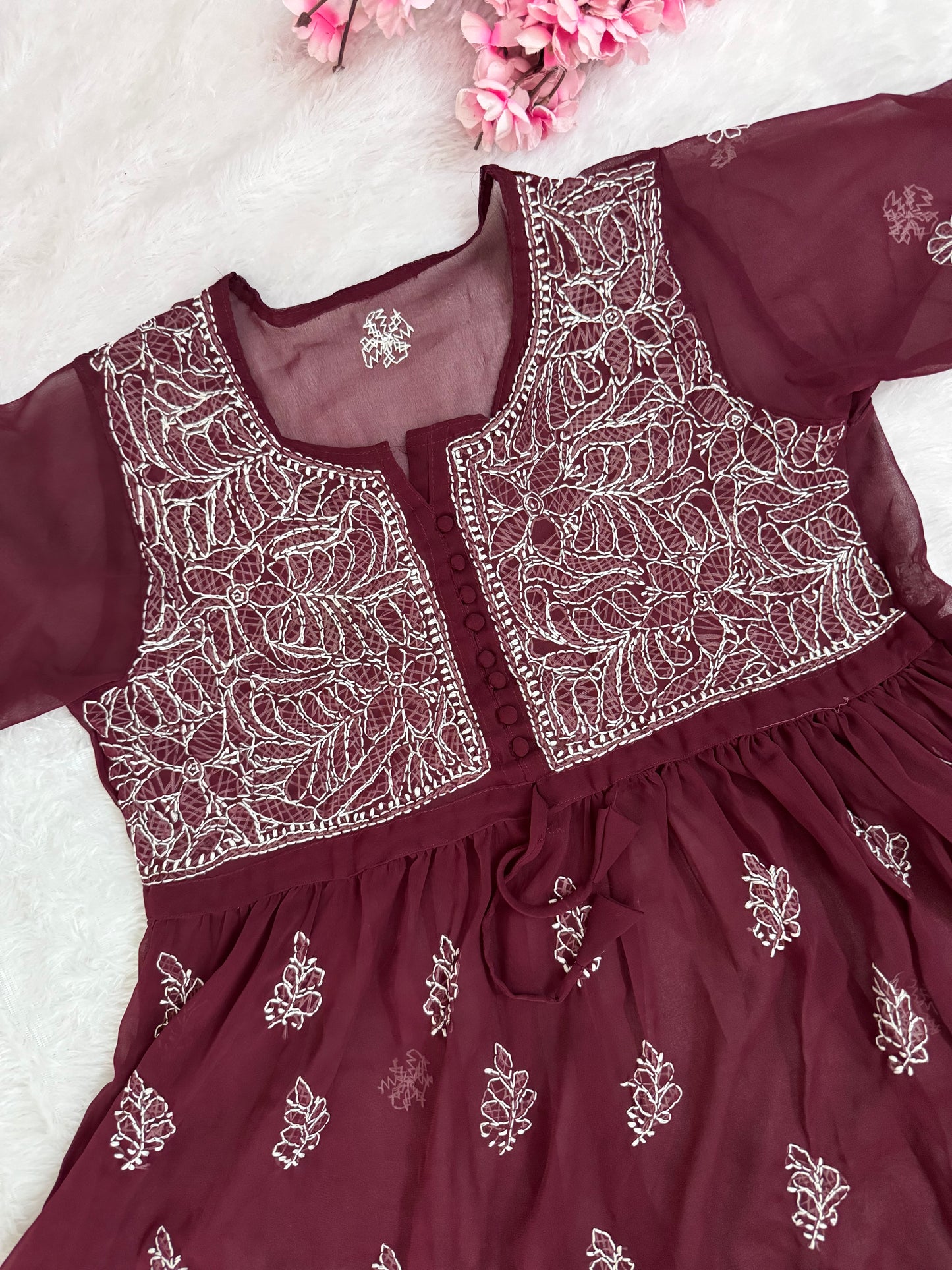 Georgette short kurti with matching liner