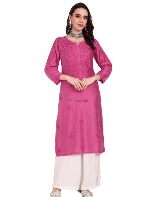 Bela Chanderi silk Chikankari kurti