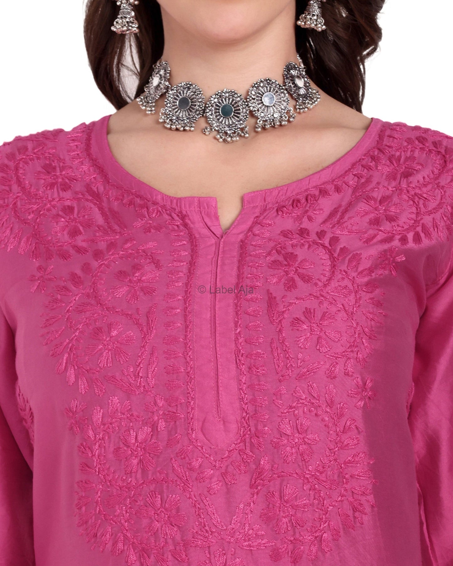 Bela Chanderi silk Chikankari kurti