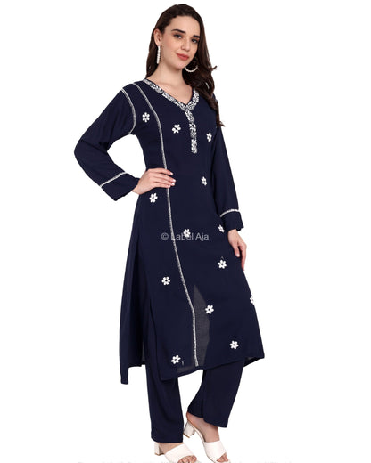 Amia rayon cotton Chikankari Kurti & Palazzo set