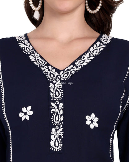 Amia rayon cotton Chikankari Kurti & Palazzo set