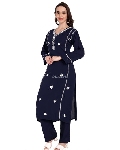 Amia rayon cotton Chikankari Kurti & Palazzo set