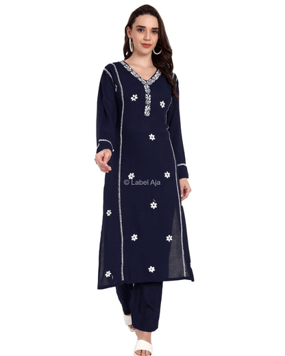 Amia rayon cotton Chikankari Kurti & Palazzo set