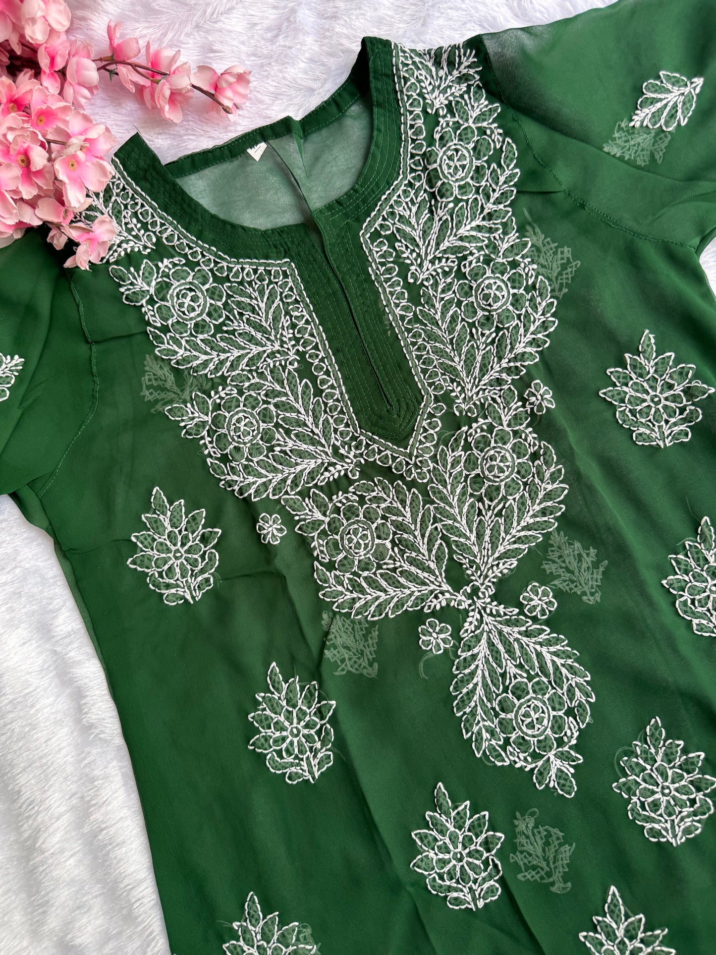 Georgette chikankari kurta with matching liner