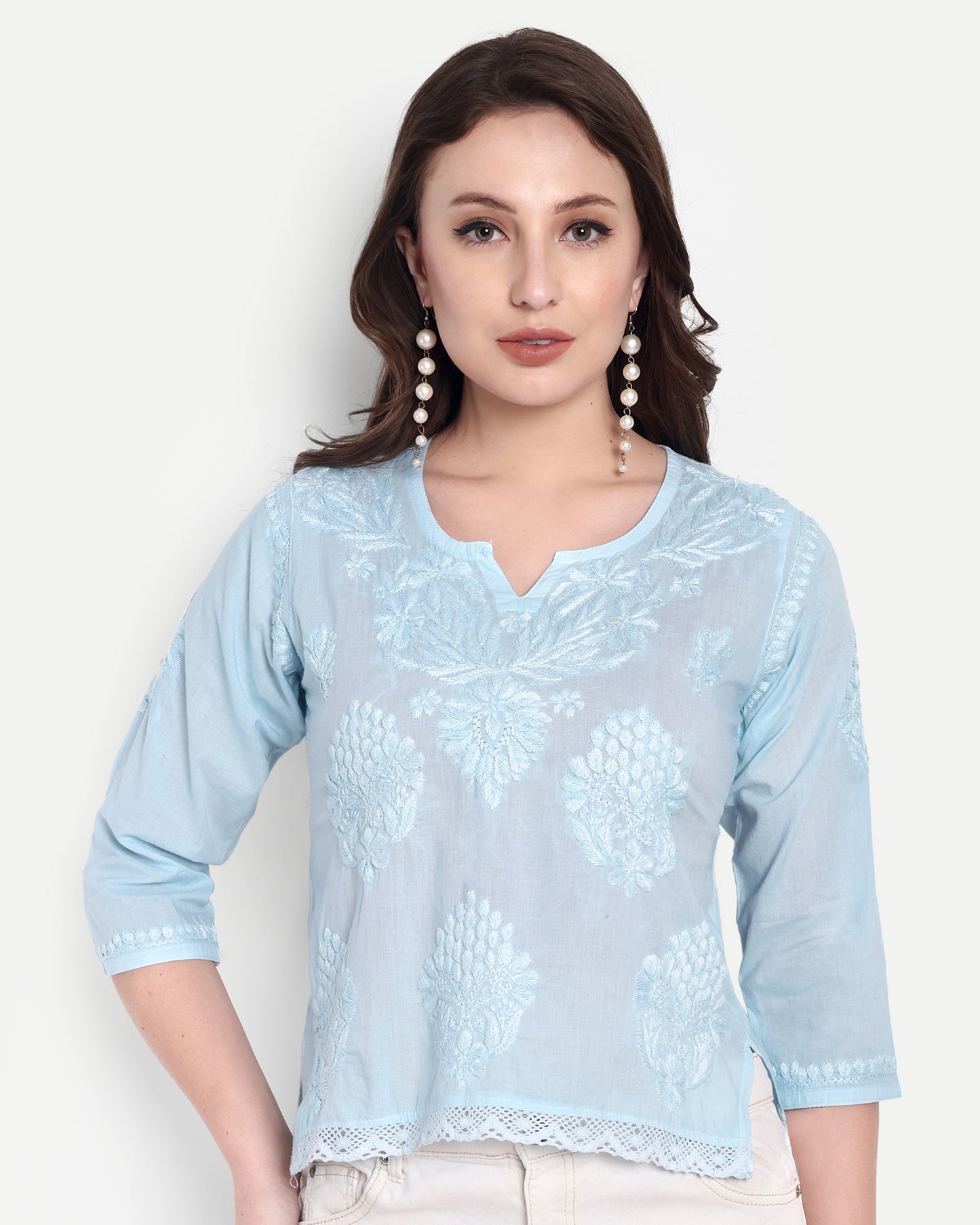 Enya mul cotton chikankari crop top