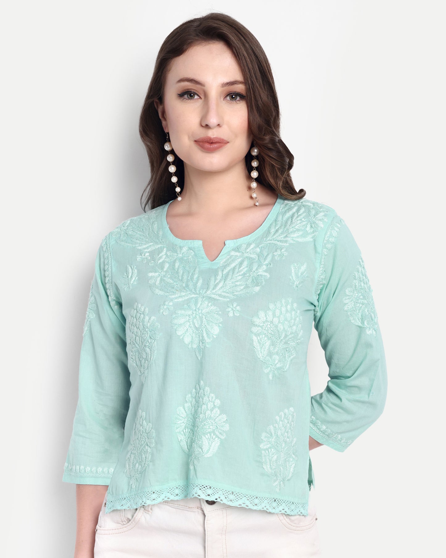 Enya mul cotton chikankari crop top