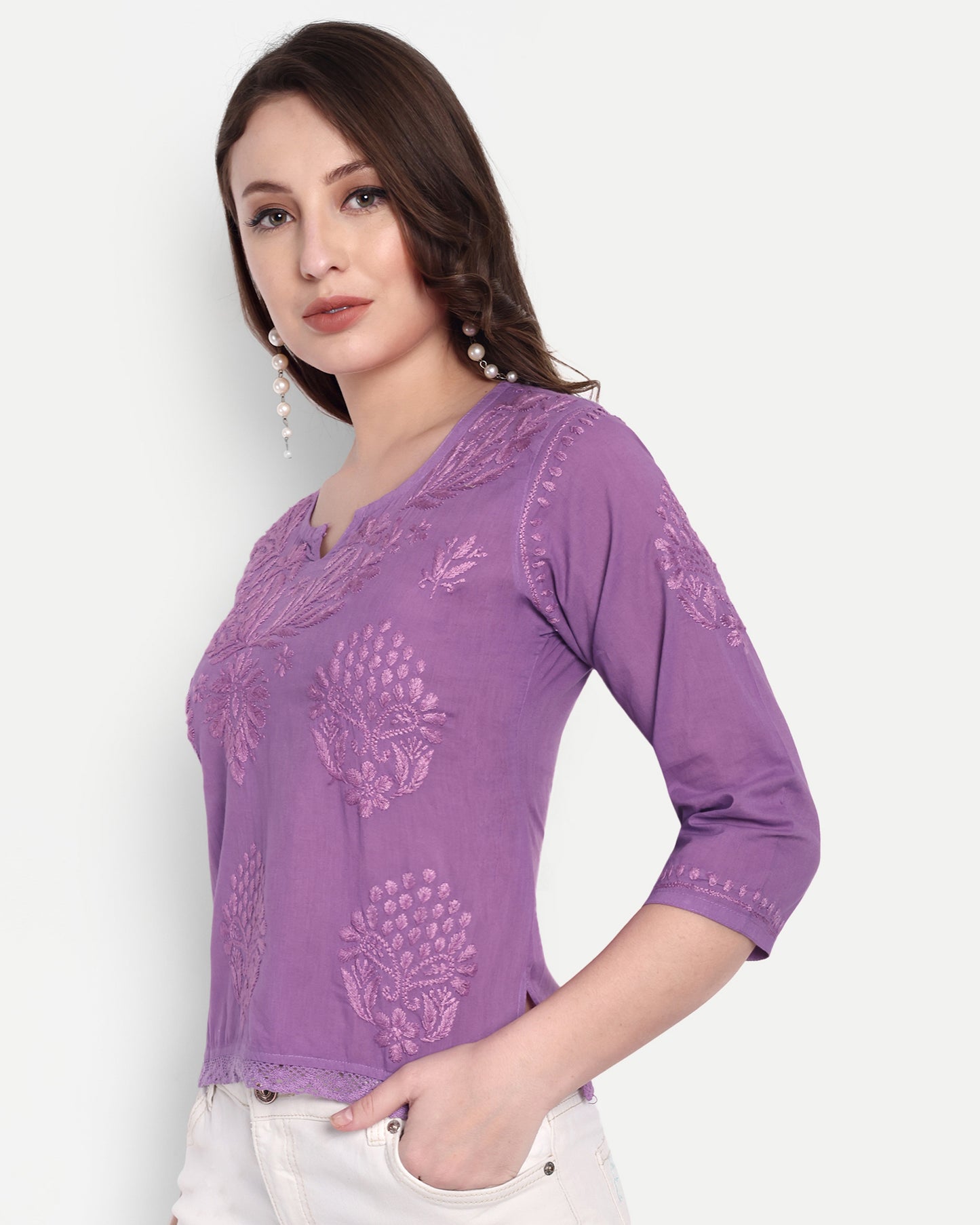 Enya mul cotton chikankari crop top