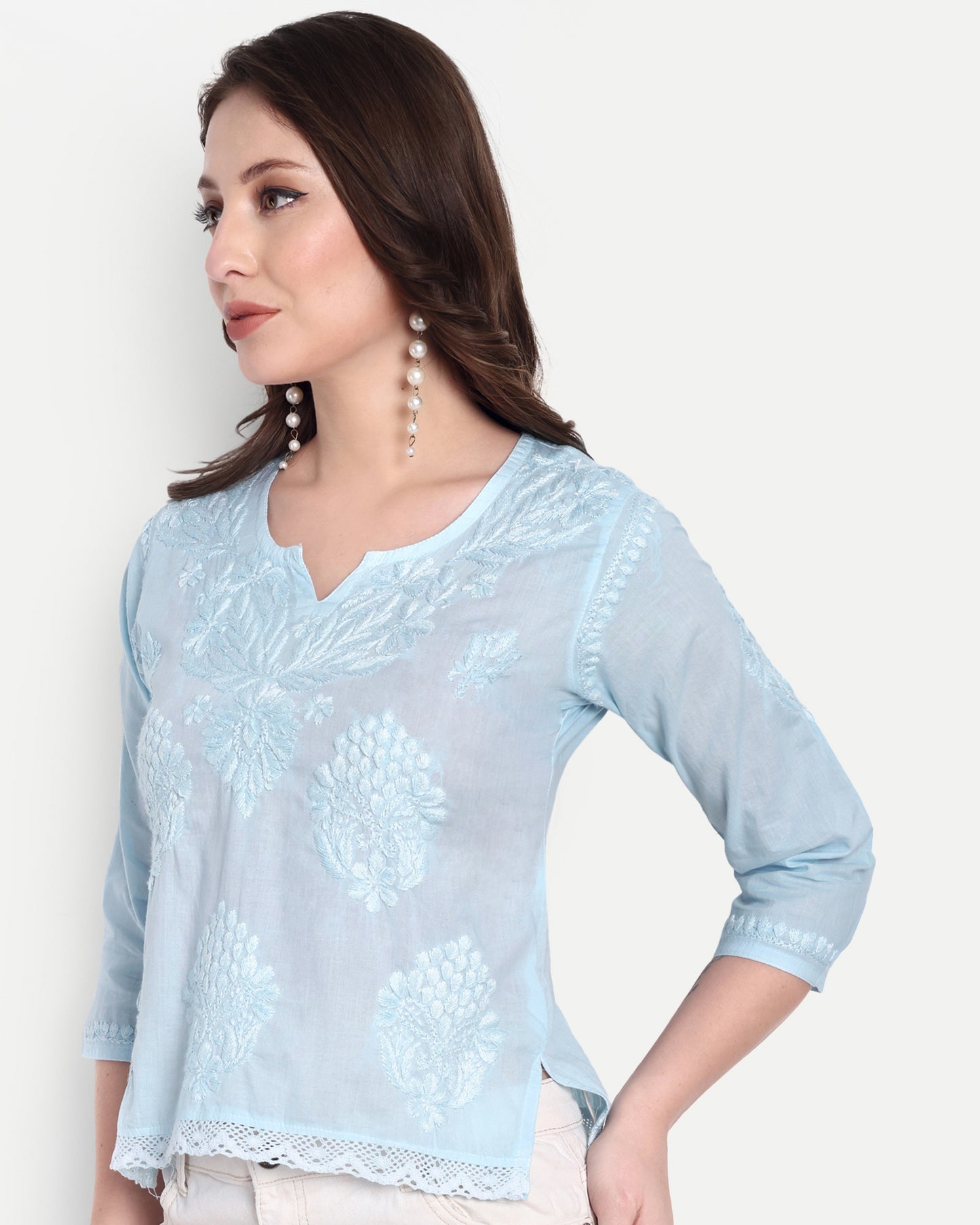 Enya mul cotton chikankari crop top