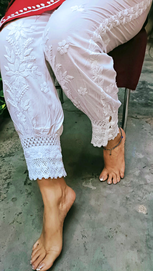 Lucknowi chikankari Modal Afghani pant