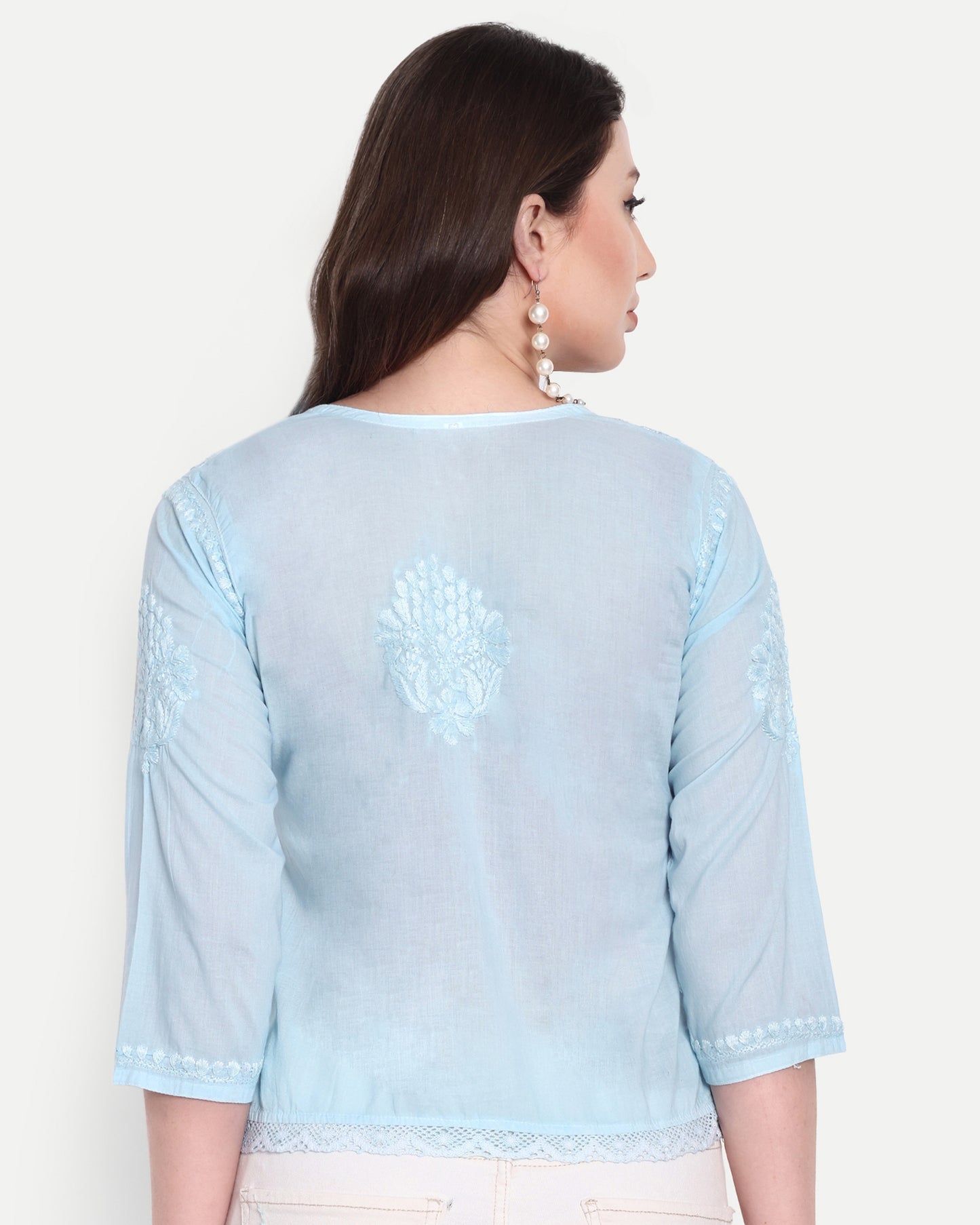 Enya mul cotton chikankari crop top