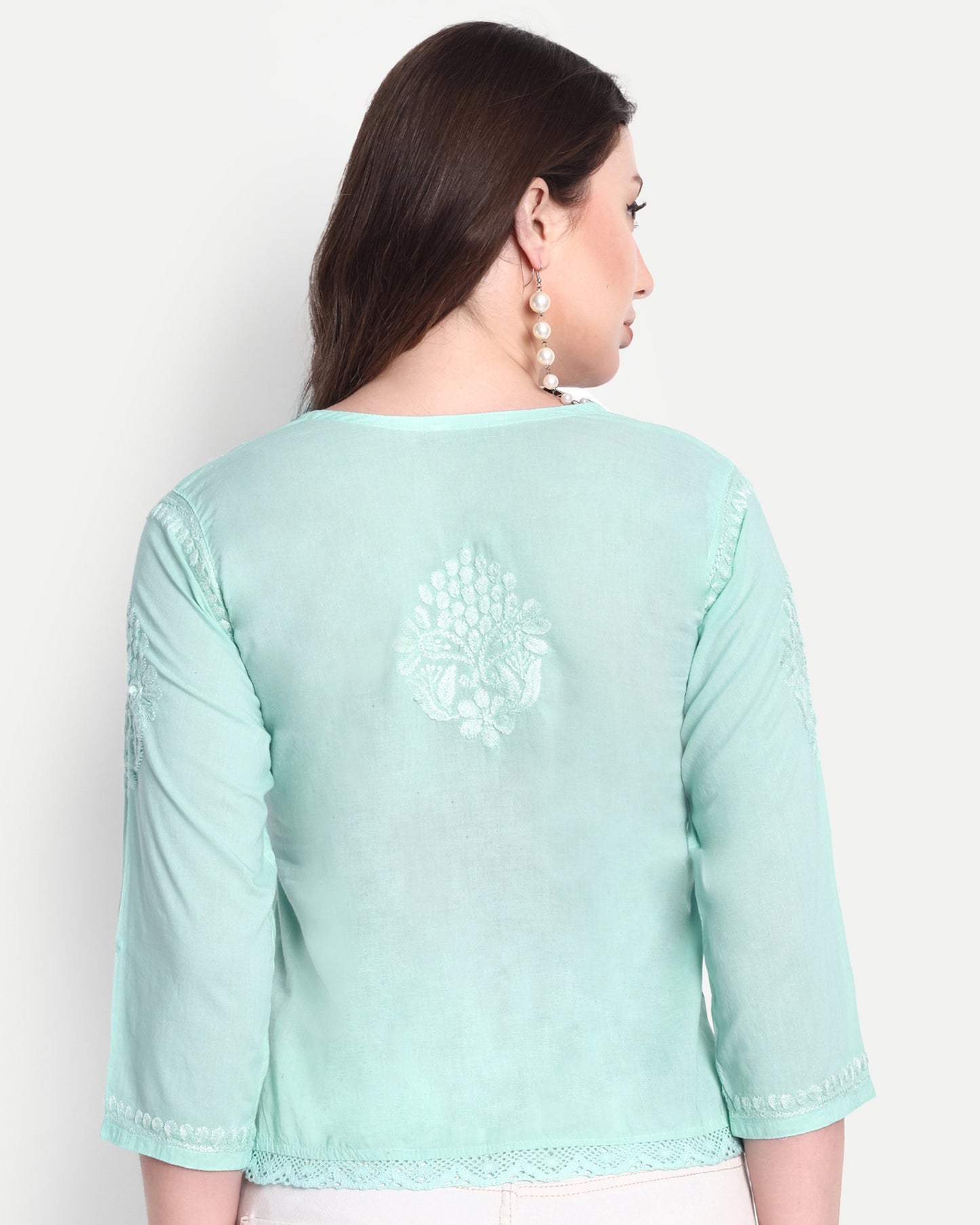 Enya mul cotton chikankari crop top