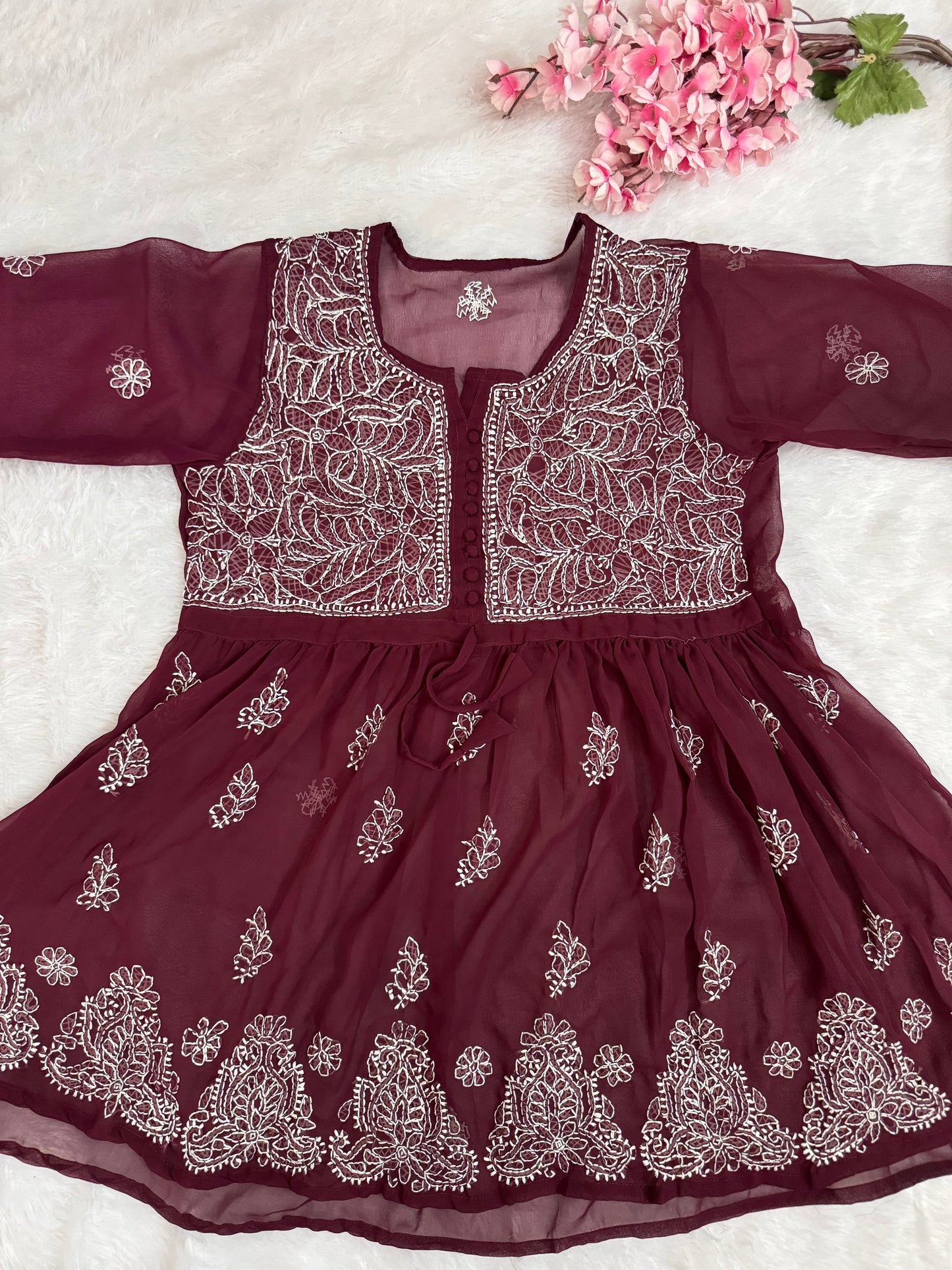 Georgette short kurti with matching liner