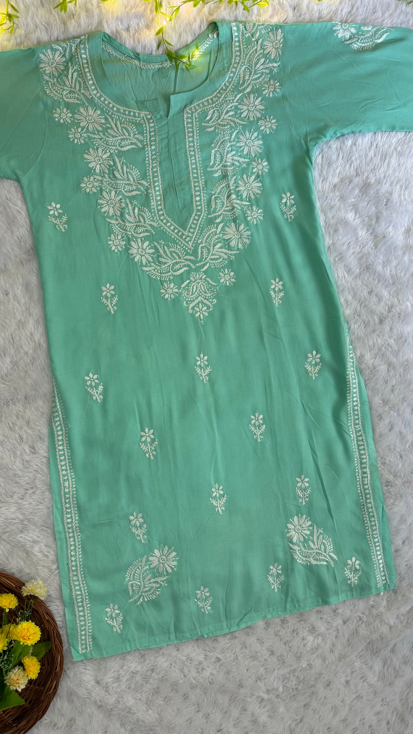 Premium Modal Long Chikankari Kurti