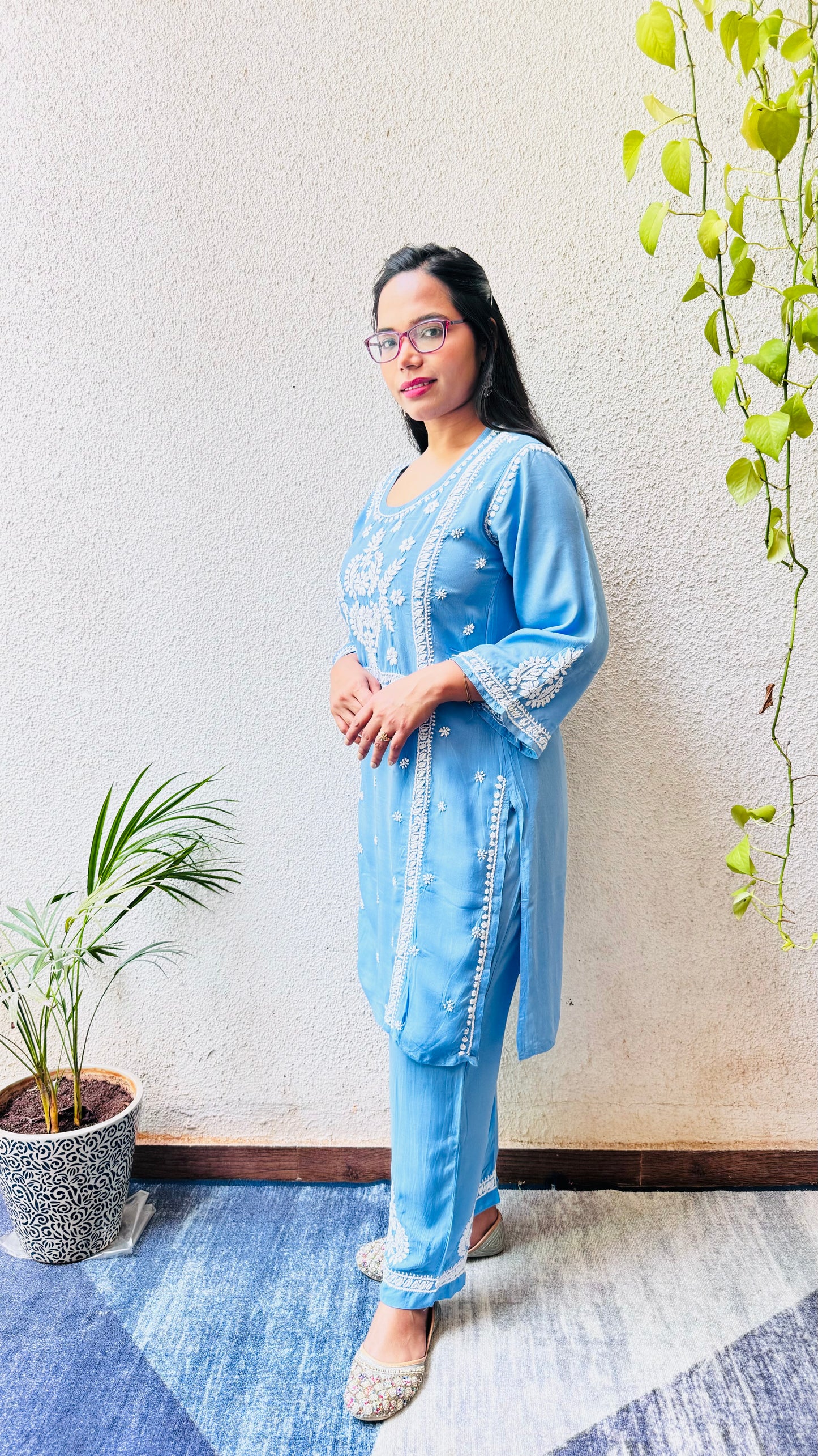 Saira modal chikankari Co-ord set