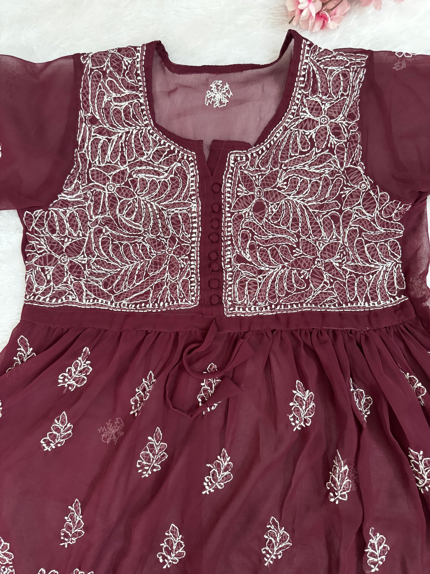 Georgette short kurti with matching liner