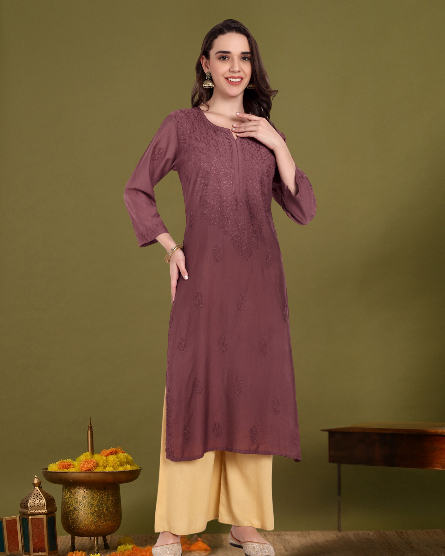 Rumi Chanderi silk Chikankari kurti