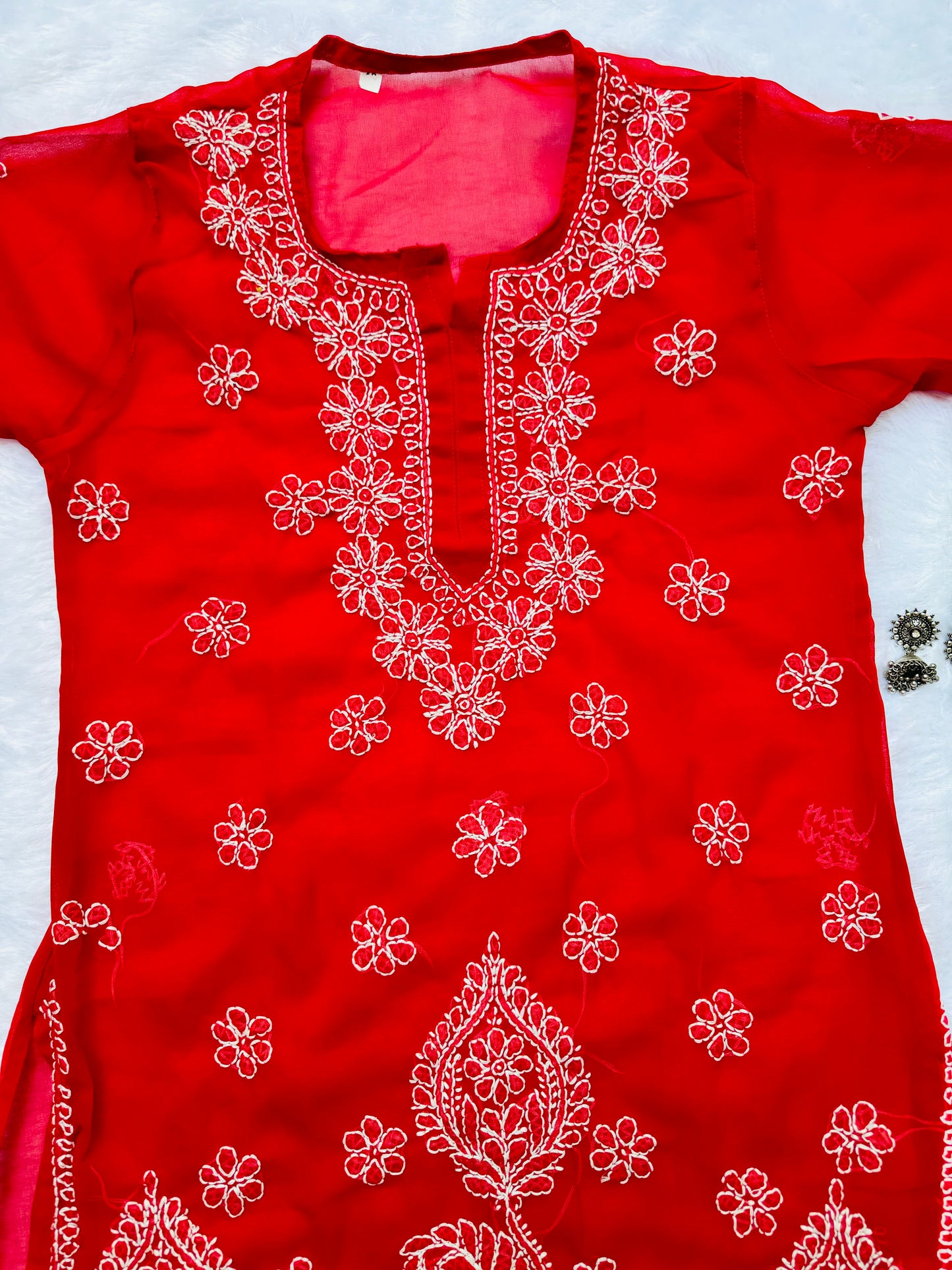 Georgette chikankari kurta with matching liner