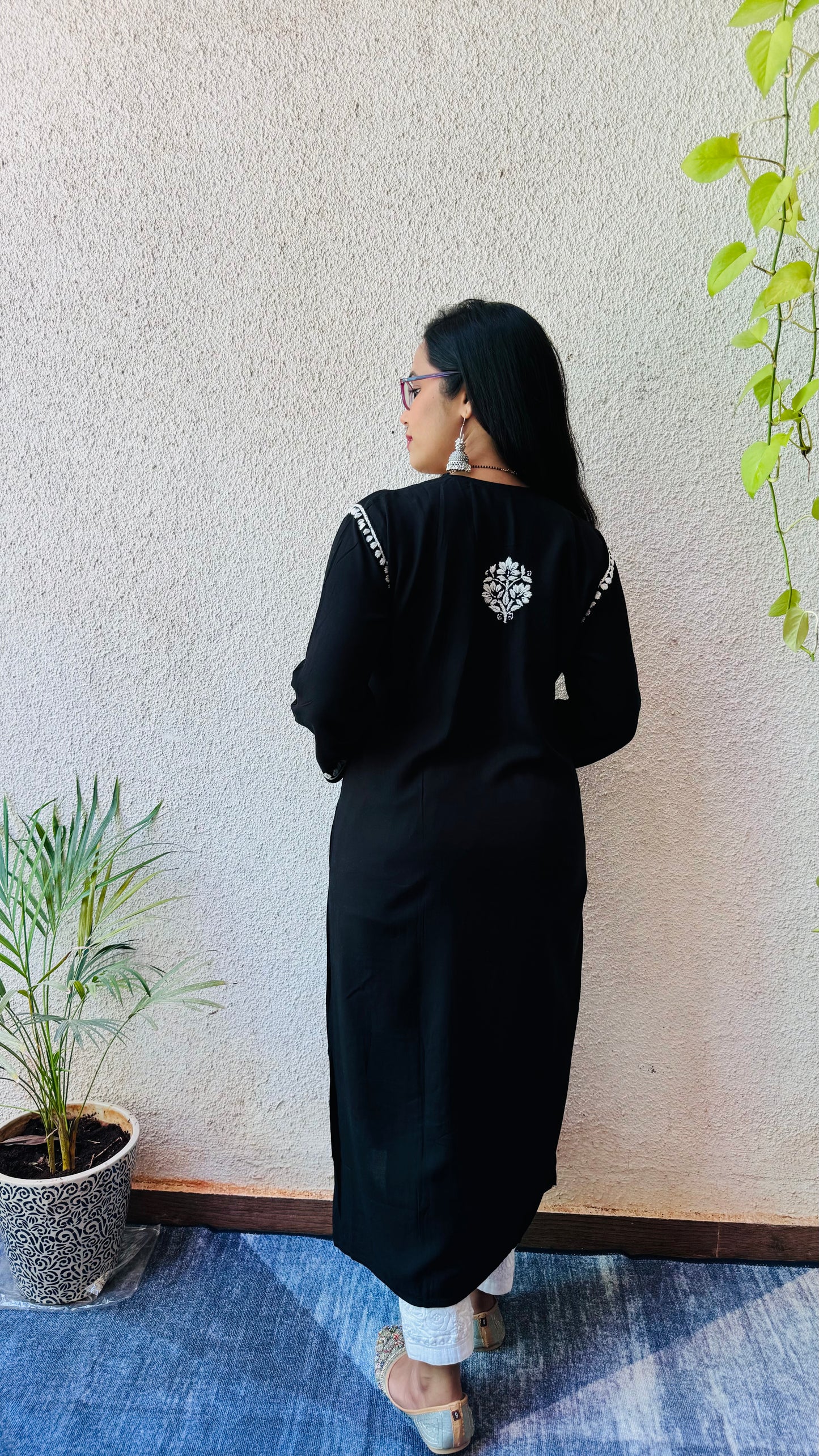 Rayon Chikankari Kurti in Angarkha pattern