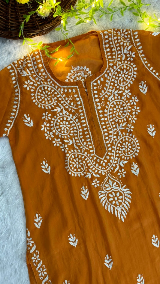 Georgette chikankari kurta with matching liner