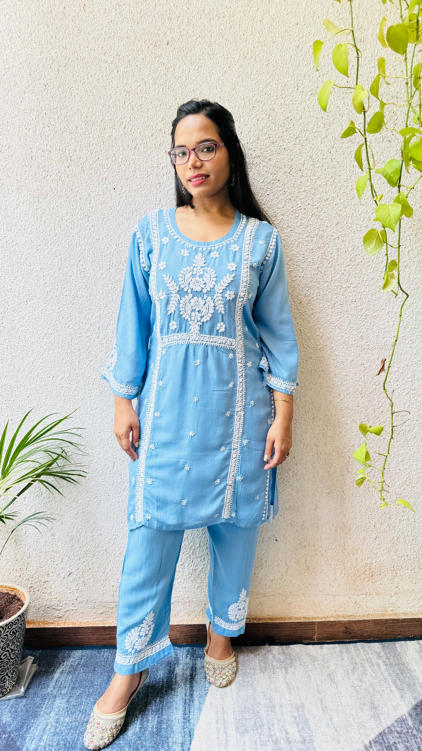 Saira modal chikankari Co-ord set