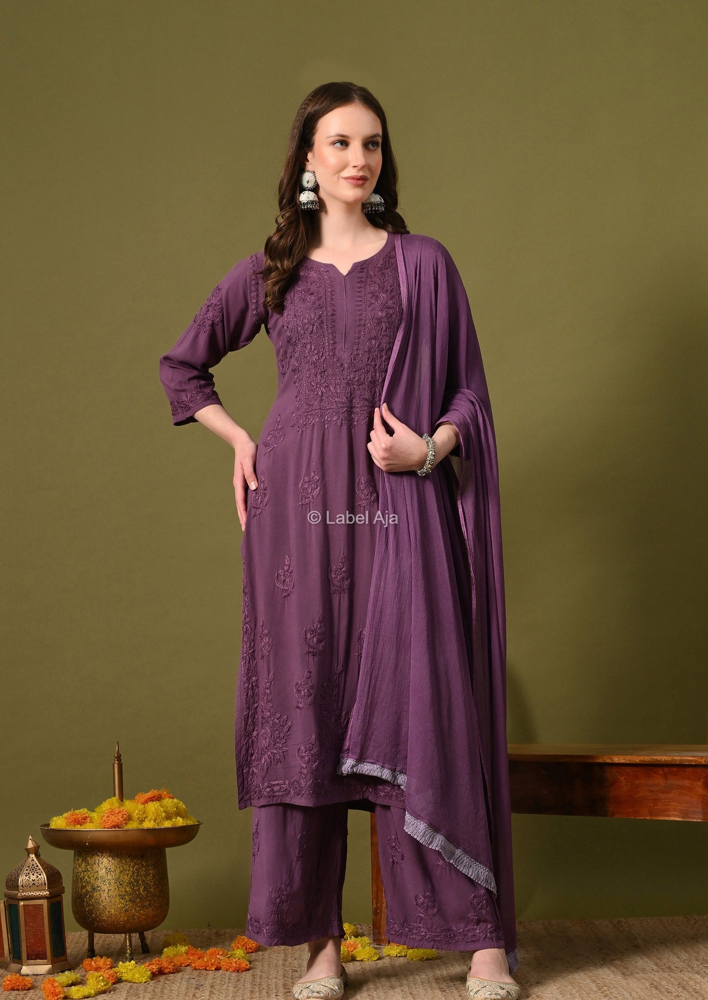 Maya Rayon cotton Kurti, Palazzo and dupatta set