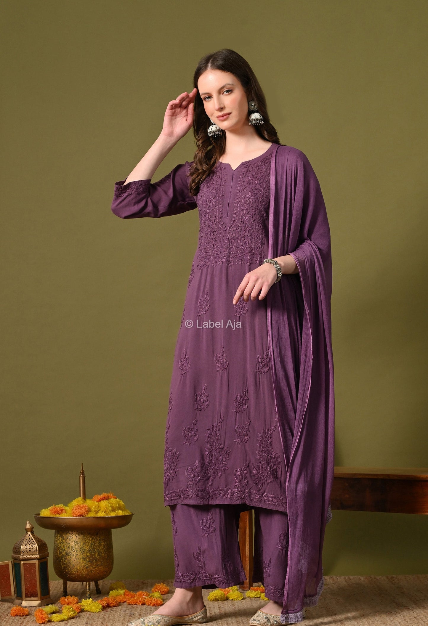 Maya Rayon cotton Kurti, Palazzo and dupatta set