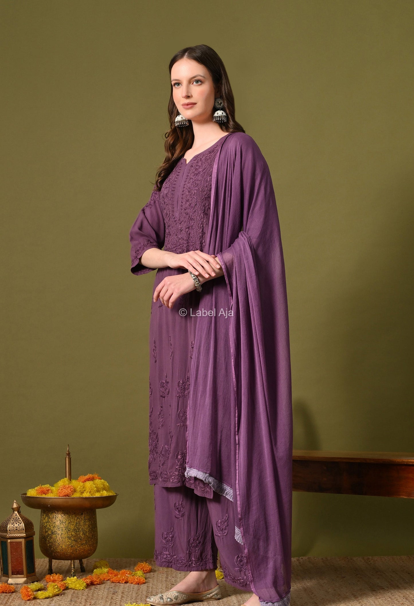 Maya Rayon cotton Kurti, Palazzo and dupatta set