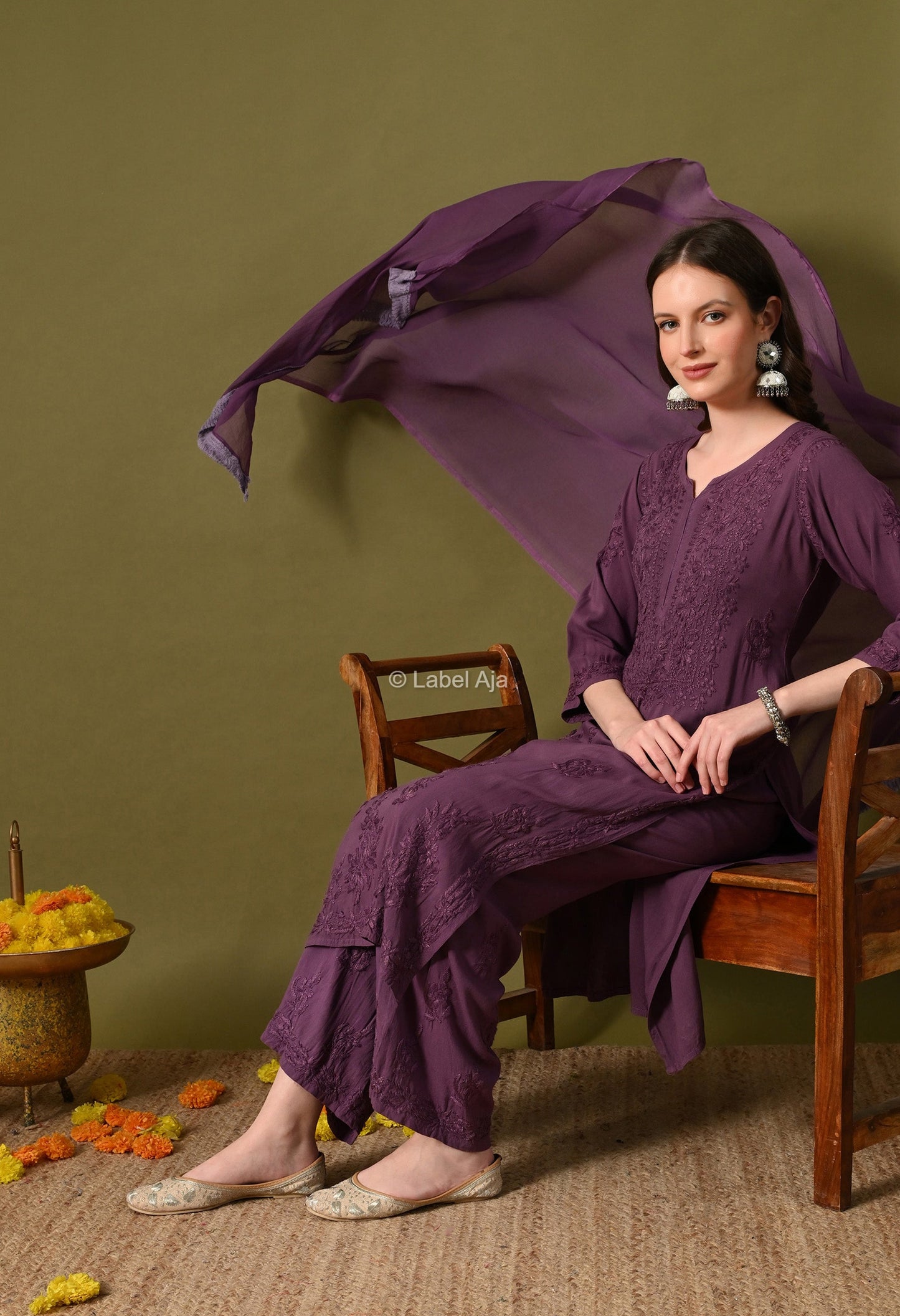 Maya Rayon cotton Kurti, Palazzo and dupatta set