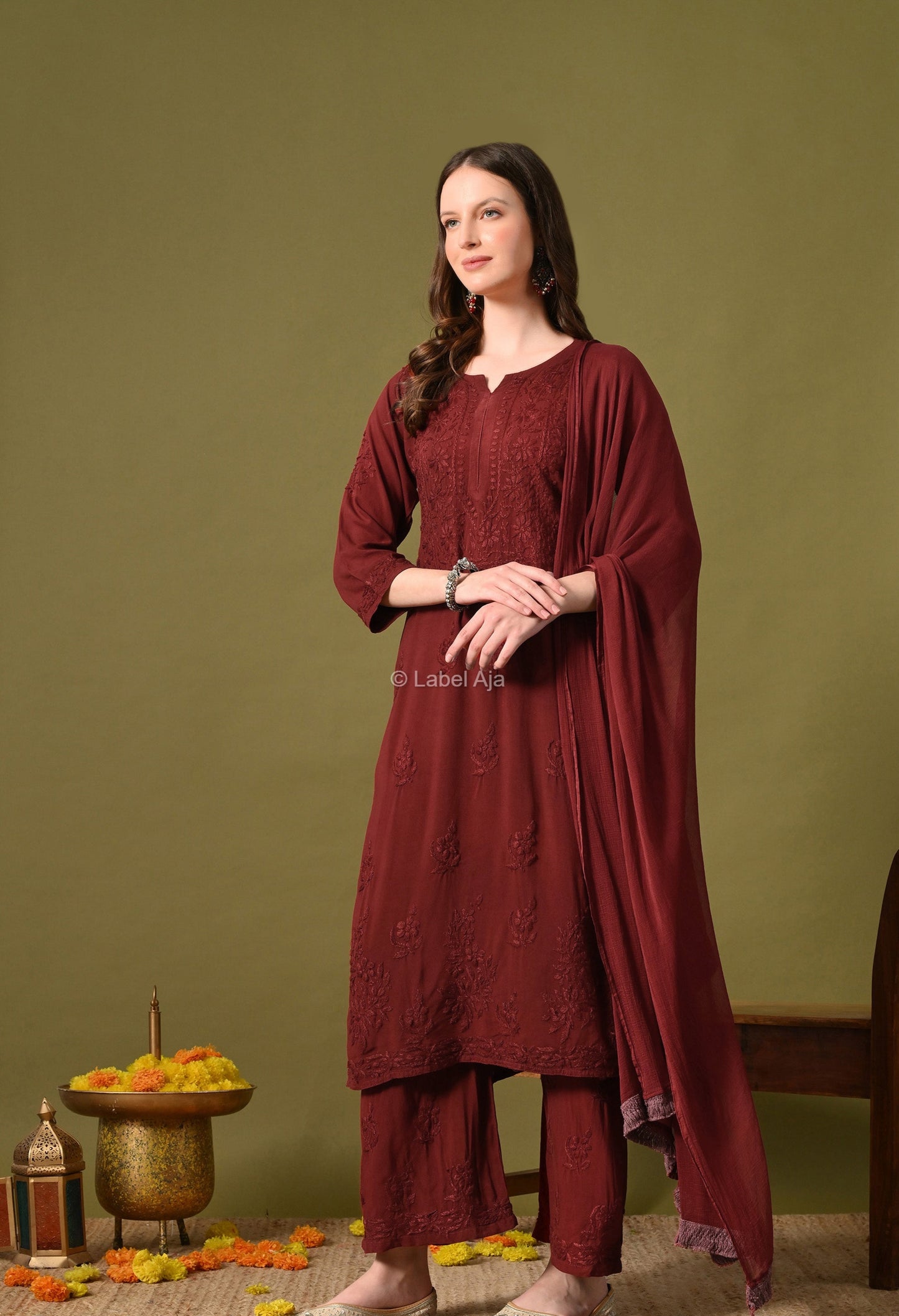 Maya Rayon cotton Kurti, Palazzo and dupatta set