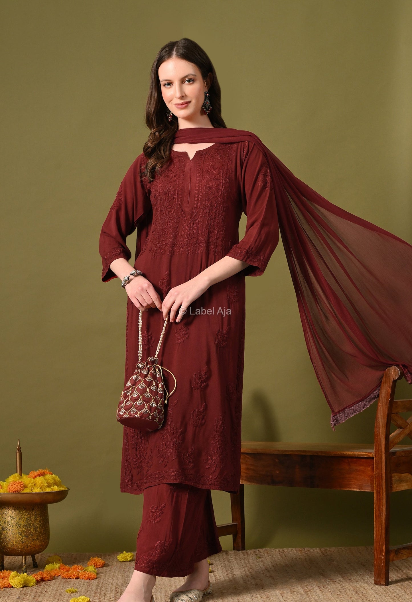 Maya Rayon cotton Kurti, Palazzo and dupatta set