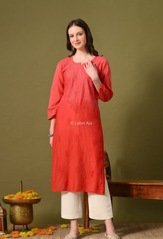 Rumi Chanderi silk Chikankari kurti