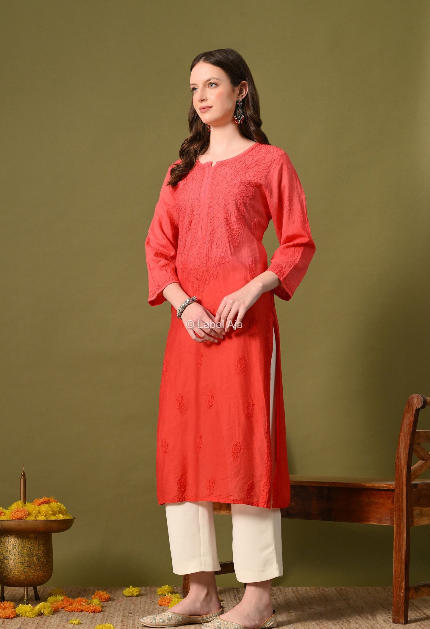 Rumi Chanderi silk Chikankari kurti